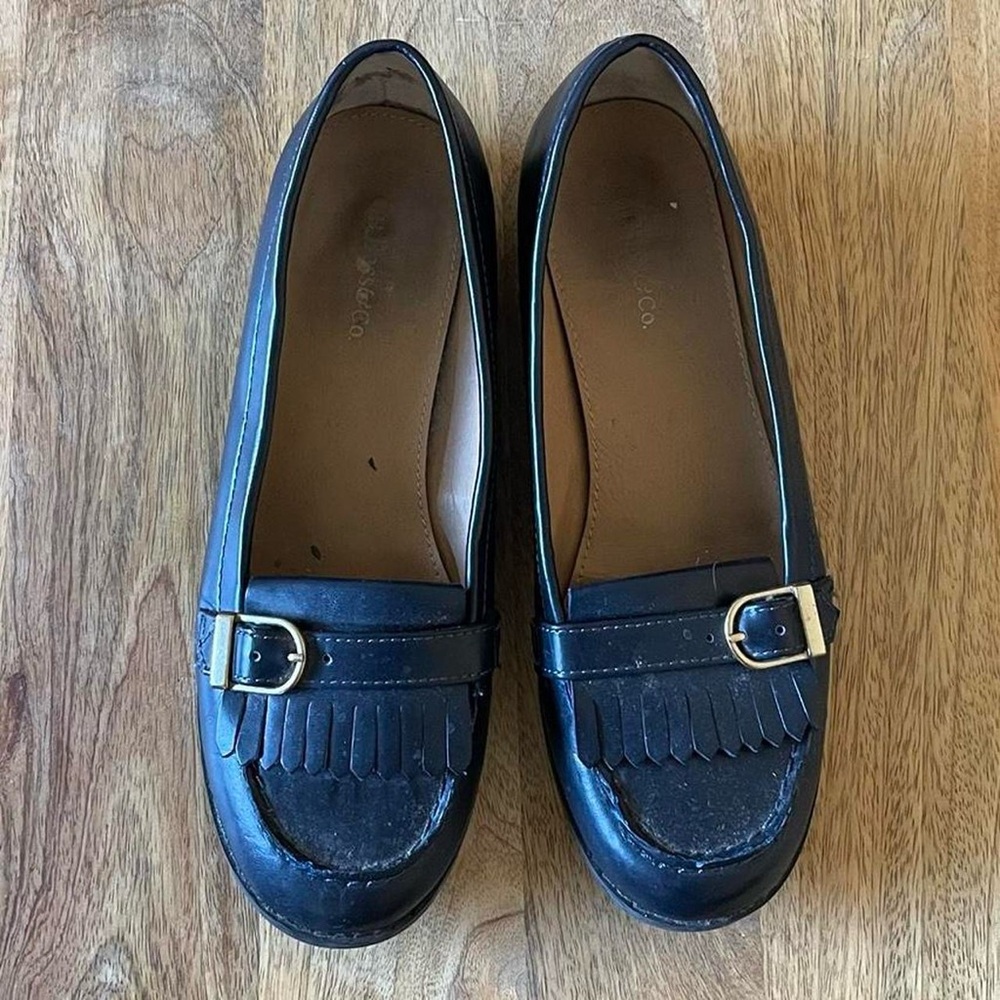 G.H. Bass & Co. Navy Loafers with Buckle
